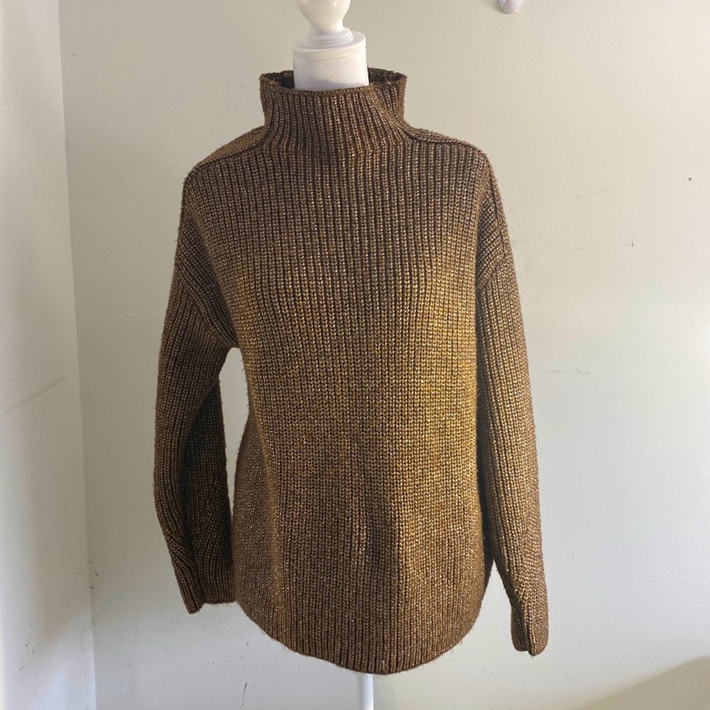 Ann Taylor | Light Brown Metallic Thread  Sweater